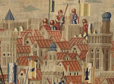 Tapestry showing the Conquests of King Alfonso V of Portugal, Tournai (detail) by Flemish School
