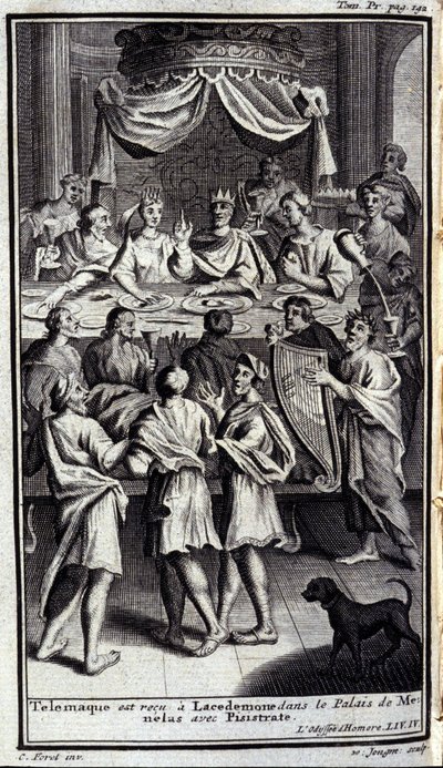 Telemachus is Received in Lacedaemon in the Palace of Menelaus with Pisistratus (Illustration for Book IV of the Odyssey of Homer) by Flemish School