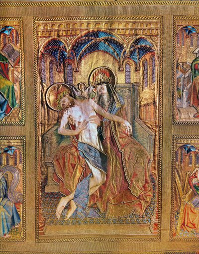 Throne of Mercy, Godfather Holding the Son on His Knees by Flemish School