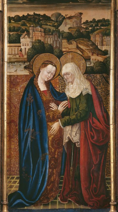 Triptych, Visitation, central panel by Flemish School