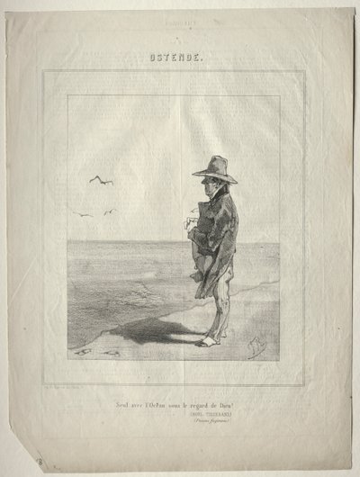 Ostend. Alone with the Ocean under the Gaze of God! by Félicien Rops