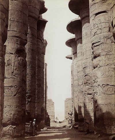 Columns of the Hypostyle Hall of the Great Temple of Amon-Ra in Karnak, Egypt by Félix Bonfils