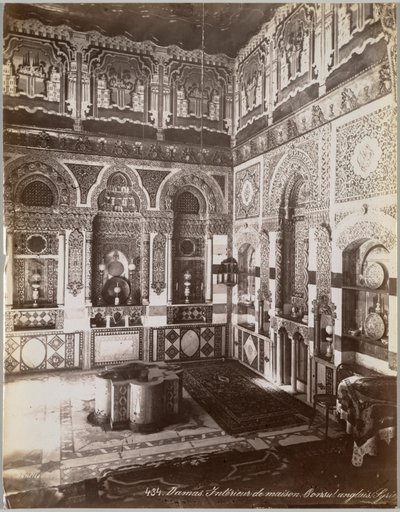 Damas. Interior of House. English Consul Syria by Félix Bonfils