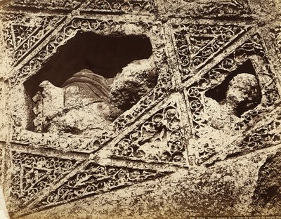 Detail of the sculptural decoration in a temple, in the archeological zone of Heliopolis or Baalbek, ancient Syrian city, now Lebanon by Félix Bonfils