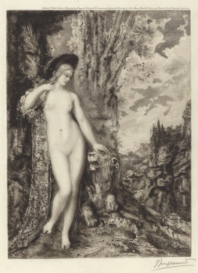 The Amorous Lion by Félix Bracquemond, after Gustave Moreau