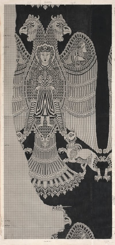 Schematic Drawing of Buyid Silk by Félix Guichert