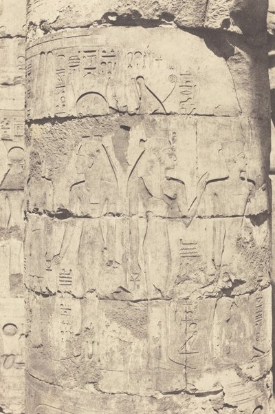 Karnak (Thebes), Palace--Hypostyle Hall--Central Colonnade--Decoration of a Column by Félix Teynard