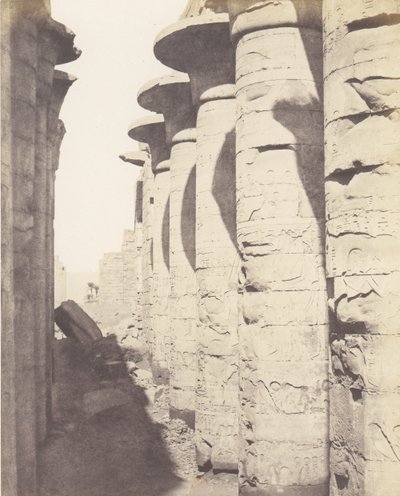 Karnak Thebes, Palace - Hypostyle Hall - Central Colonnade View, 1851-52, printed 1853-54 by Félix Teynard