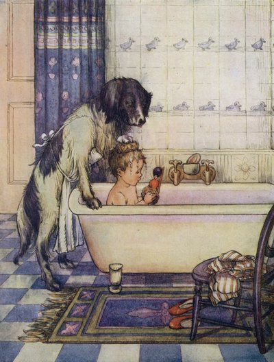 Nana Bathing One of the Young Darlings by Flora White