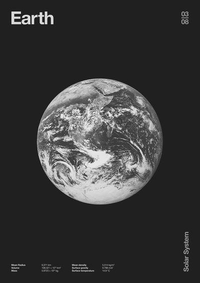 Earth: Minimal Planets Datas, 2023 by Florent Bodart