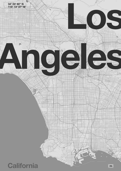Los Angeles Minimal Map by Florent Bodart