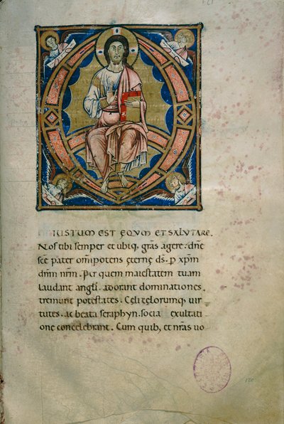 Illuminated page with Christ in Majesty and symbols of the evangelists (Cod. Calci, ms. 36, c. 120) by Florentine School