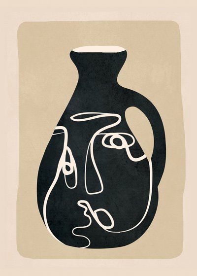 Abstract Face Vase by Flow Line