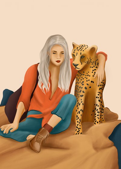 Peaceful Cheetah Companion by Flow Line