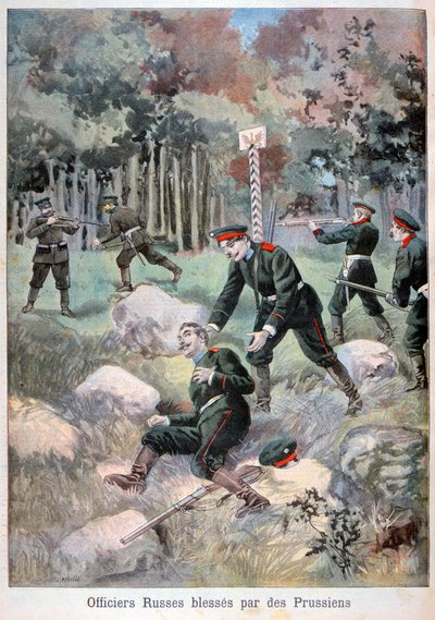 Russian officer wounded by the Prussians, Russian border, 1898 by Fortuné Méaulle
