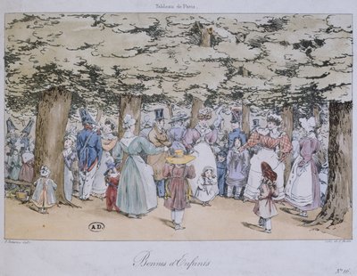 Children and Nannies in the Park, from the Tableau de Paris series, engraved by C. Motte by Fortune Delarue