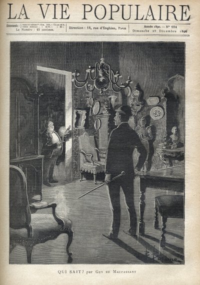 A man surprises an intruder at home in the middle of the night. Illustration of F. Meaulle after B. Borione for 