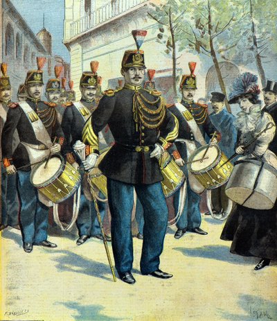 Parade of Musicians and Drum Major of the Republican Guard, Paris in 1896 by Fortune Louis Meaulle