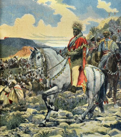 Equestrian Portrait of King Menelik II at the Battle of Adoua by Fortune Louis Meaulle