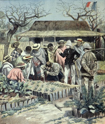 The French Teach Agriculture to the Natives in Madagascar in 1897 by Fortune Louis Meaulle