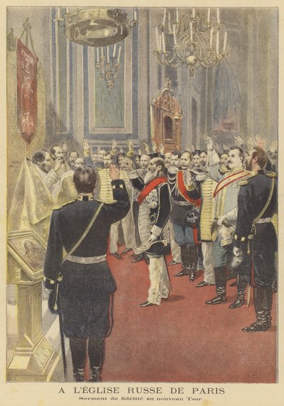 Swearing the Oath of Loyalty to the New Tsar in the Russian Church in Paris by Fortune Louis Meaulle