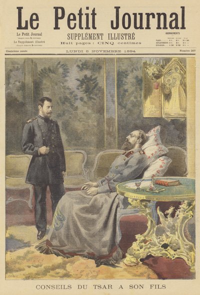 The Dying Tsar Alexander III of Russia Giving Advice to His Son by Fortune Louis Meaulle