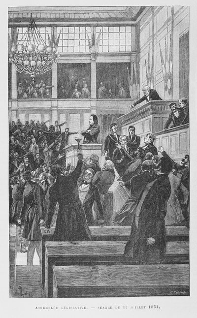 Victor Hugo at the Legislative Assembly Delivering a Speech on the Revision of the Constitution on 17th July 1851 by Fortune Louis Meaulle