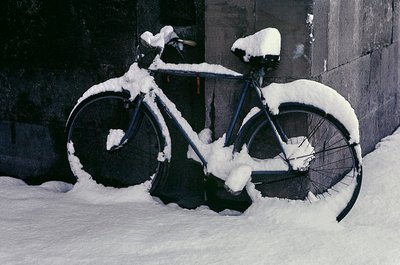 Cycling in the Snow, Florence by Fosco Maraini