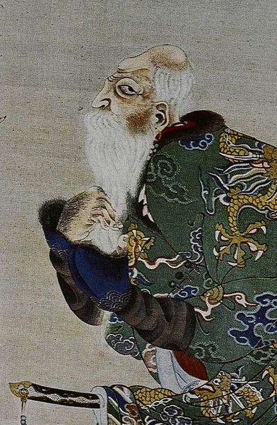 The great leaders of the eighteenth century Ainu: Itokoi and Shinichi from Akkeshi, Chosama from Uraashibetsu and Shonko from Noshappu, illustration by Fosco Maraini