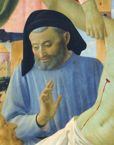 Architect Michelozzo (detail) from The Deposition from the Cross or the Altarpiece of the Holy Trinity, circa 1432, by Giovanni da Fiesole known as Fra Angelico (1400-ca 1455) by Fra (c.1387 1455) Angelico