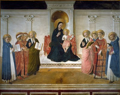 Virgin of Shadows or Holy Conversation or Virgin and Child with Eight Saints by Fra  Angelico