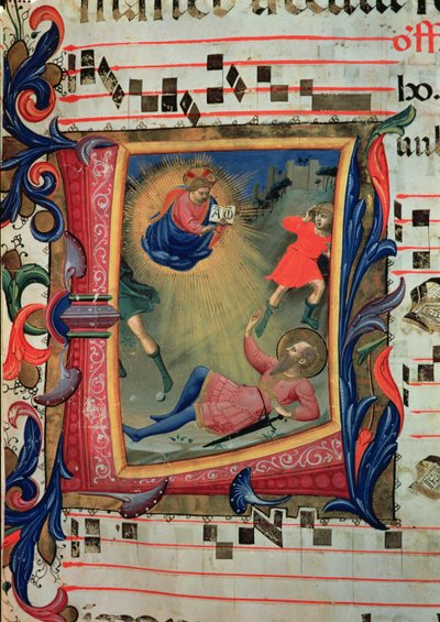 Historiated initial depicting the Conversion of St. Paul, (detail) by Fra Angelico