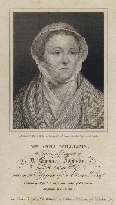 Anna Williams, Welsh poet and friend of English writer Samuel Johnson by Frances (after) Reynolds