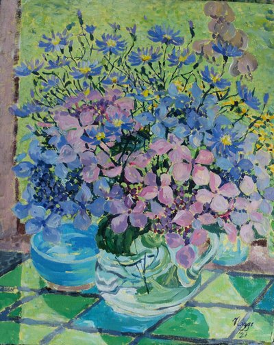 Hydrangeas and Michaelmas Daisies by Frances Naggs