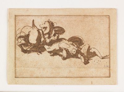 Study of Two Dead Figures and a Horse by Francesco Allegrini