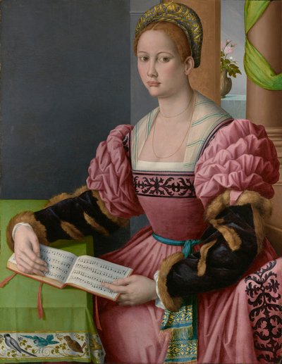 Portrait of a Woman with a Music Book by Francesco Ubertini Bacchiacca