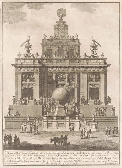 The Seconda Macchina for the Chinea of 1785: A Pleasure Palace with an Air Balloon, 1785 by Francesco Barbazza