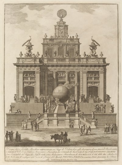 A Place of Delight with an Aerial Balloon, for the "Chinea" Festival by Francesco Barbazza after Giuseppe Palazzi