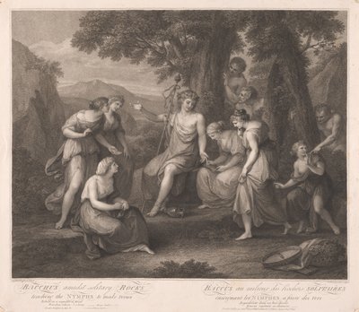 Bacchus amidst Solitary Rocks Teaching the Nymphs to Make Verses by Francesco Bartolozzi