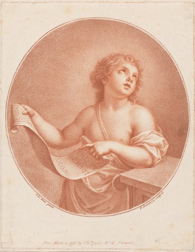 Child Holding an Open Scroll by Francesco Bartolozzi