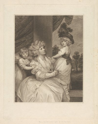 Jane, Countess of Harrington, with Her Children, Lord Petersham and Honorable Lincoln Stanhope by Francesco Bartolozzi