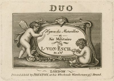 Title Plate for Hymn des Marscillois et Air Militaire by Francesco Bartolozzi