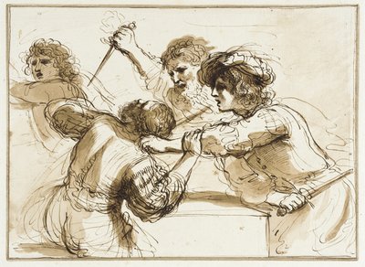 Two Men Killing Amnon while Another Flees by Francesco Bartolozzi