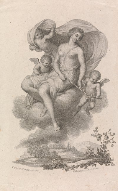 Venus with Three Cupids in the Sky by Francesco Bartolozzi