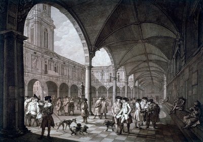 View of the Courtyard in the Royal Exchange with Merchants and Brokers, City of London by Francesco Bartolozzi