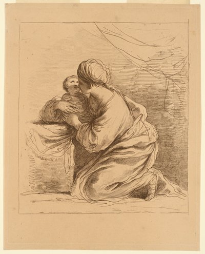 Woman on her Knees with a Child by Francesco Bartolozzi