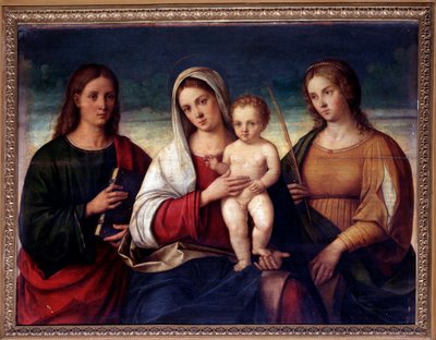 Virgin with Child Surrounded by St John the Evangelist and St Catherine of Alexandria by Francesco Bissolo