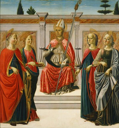 Saint Nicholas and Saint Catherine, Saint Lucy, Saint Margaret, Saint Apollonia by Francesco Botticini