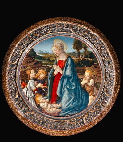 Madonna with Child, Surrounded by Saint John Baptist and Two Angels by Francesco Botticini
