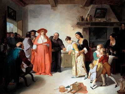 Cardinal Borromeo visiting Lucy in tailor
